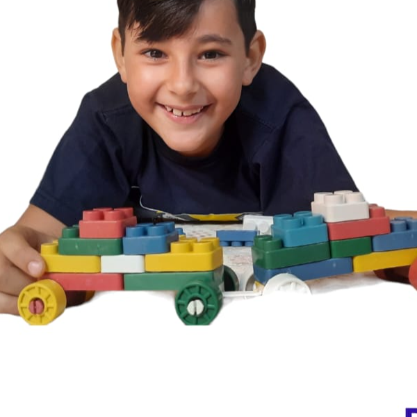 Blocos de Montar Brinquedo Educativo Infantil Balde 98 Peças
