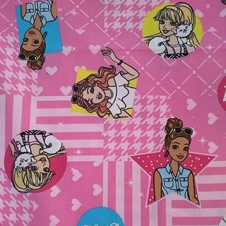 Tecido Tricoline Barbie Xadrez 1x1cm - 1 Metro x 1,50mts