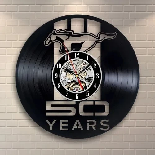 Mustang 50 anos - Relógio Disco De Vinil Decoração