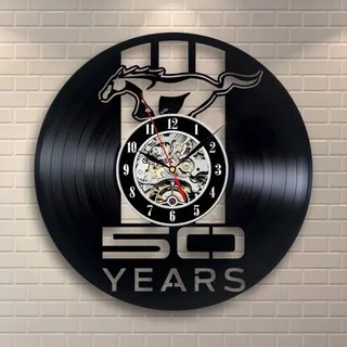 Mustang 50 anos - Relógio Disco De Vinil Decoração