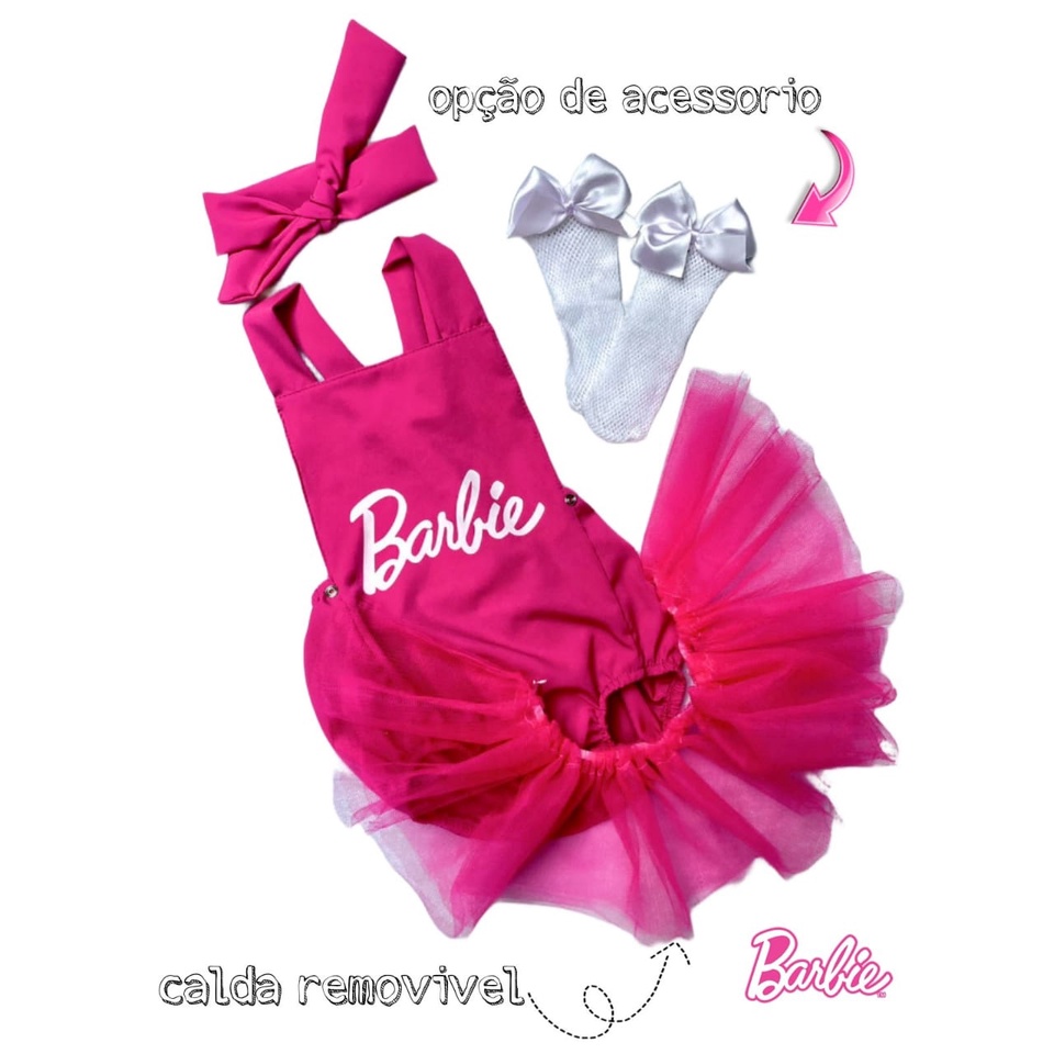 Jardineira Barbie/arco (especial Sabrina)