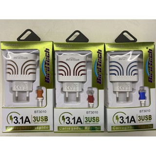 Carregador original Birdtech 3.0 com 3USB V8 BT3010