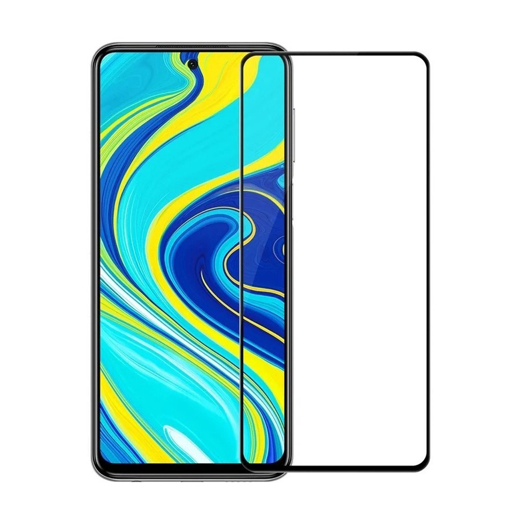 Película Frontal Xiaomi Note 9s / Note 9 Pro / Note 9 Pro Max Vidro Temperado 3D Full Cover Borda Preta + Kit Aplicação