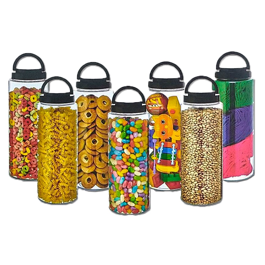 Porta Tempero Condimento Mantimento Plástico 1Ltl com Tampa Preta Organizador de Cozinha 1000ml - QUEIMA DE ESTOQUE PARA ENTREGA DE LOJA