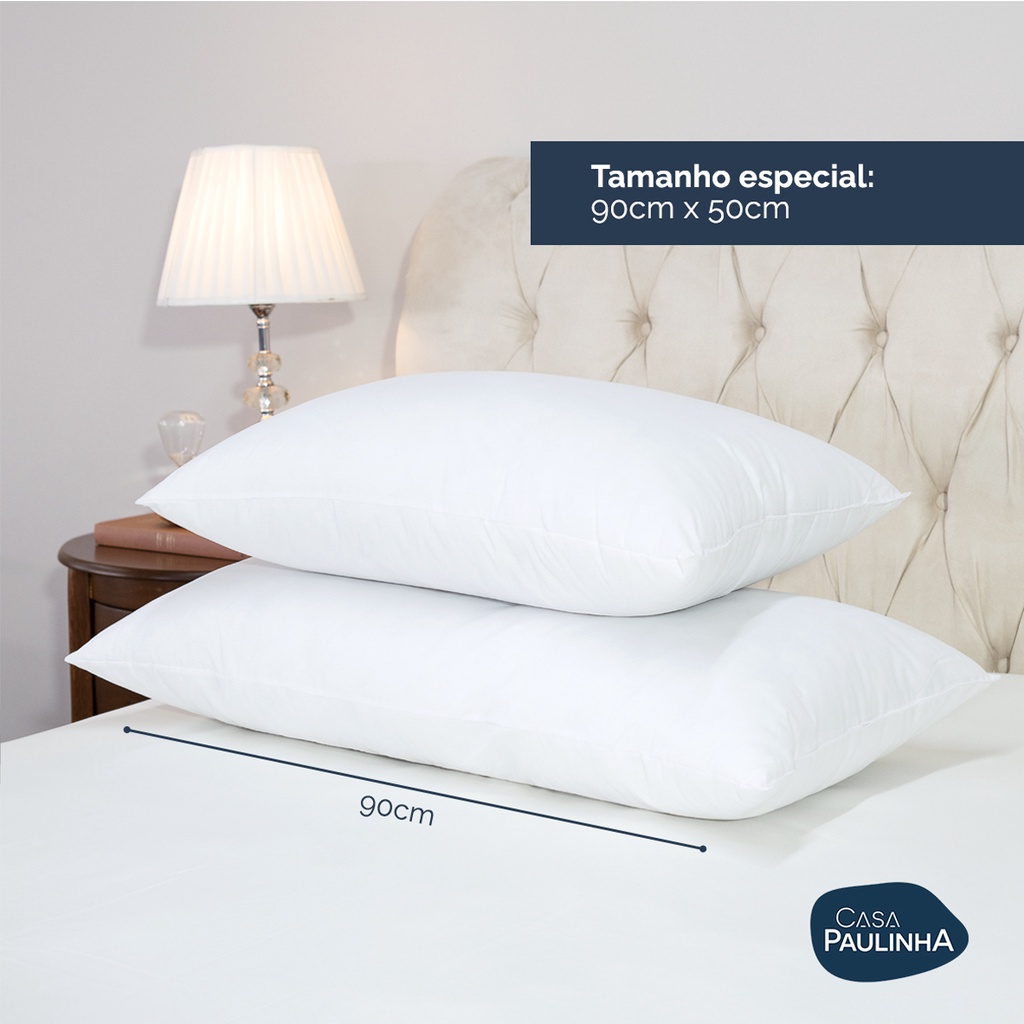 Travesseiro para Cama King Firme 90x50 Toque de Pluma Antialérgico Percal 180 Fios 100% Algodão