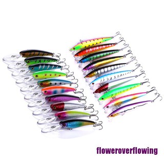 Flbr 20 Pcs Artificial Isca Iscas De Pesca Set Top Água Carpa Wobblers Kit Enfrentar Terno Fll