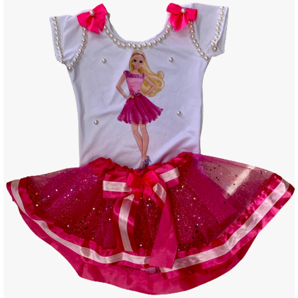 Conjunto Barbie com saia de tutu para aniversário