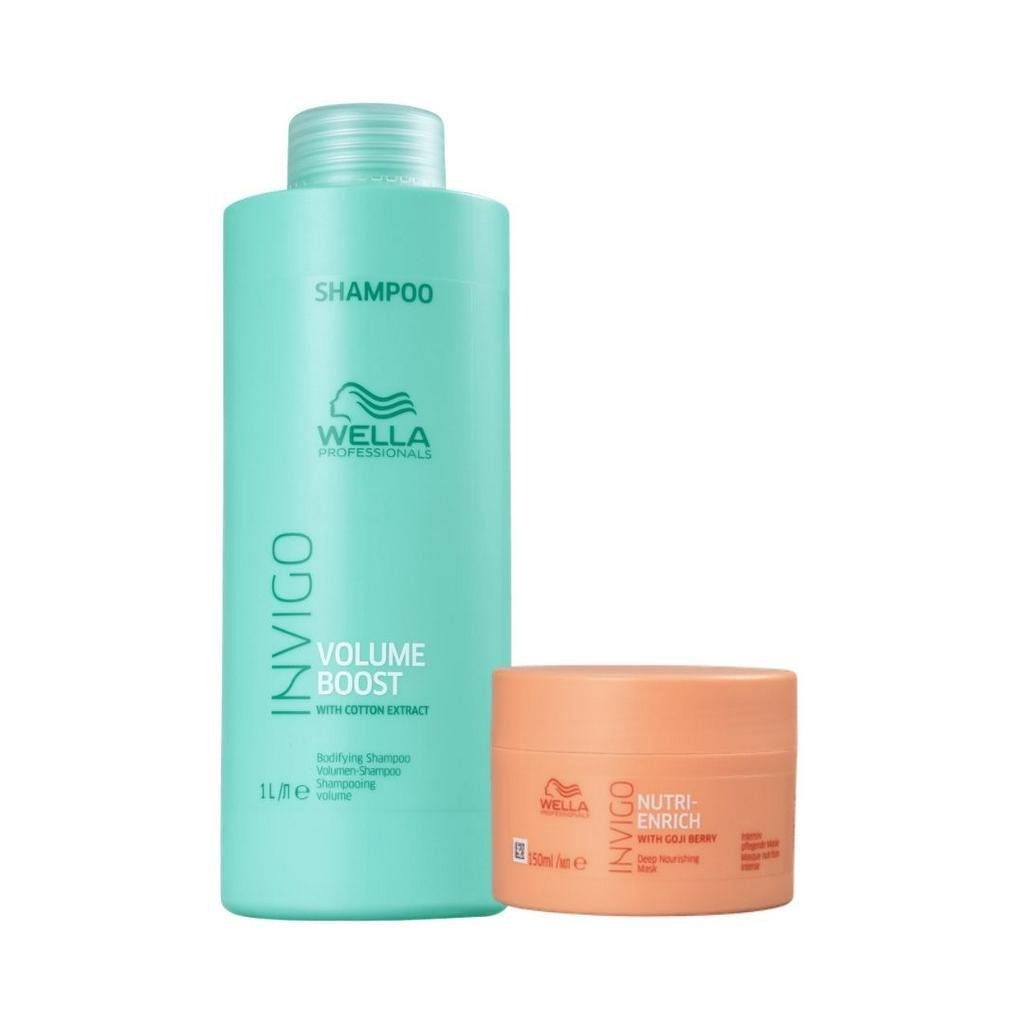 Kit Wella Invigo Shampoo Volume B. 1l + Máscara Nutri 150ml | Shopee Brasil