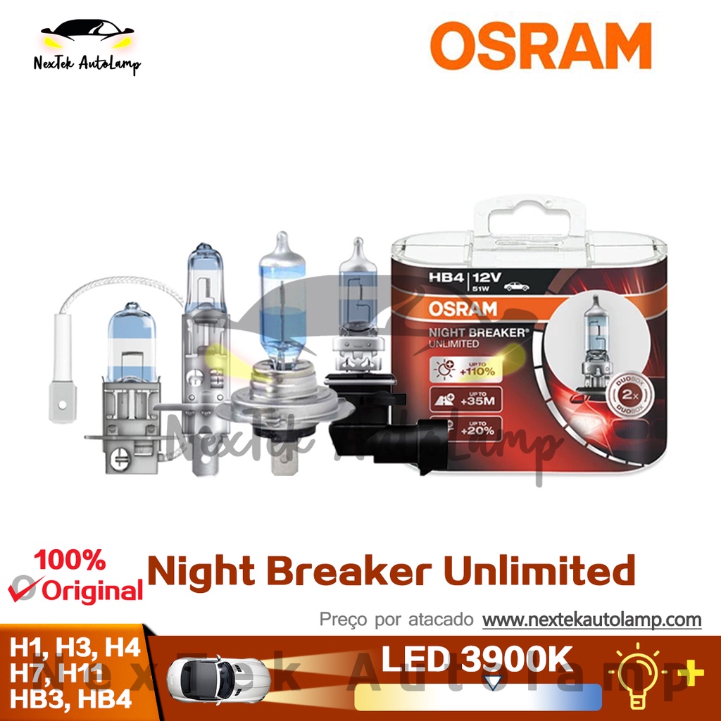 Lâmpada H7 Osram Nightbreaker 200 3900K 55W 200% +Luz - Lâmpada para Carro  - Magazine Luiza