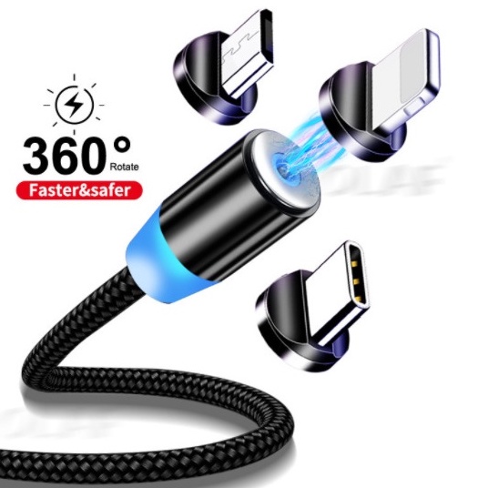 Cabo Carregador Magnético Usb 3 Em 1 IPhone, Android V8 E Tipo C Carregador  | Shopee Brasil