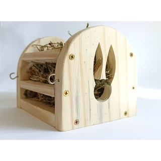 Porta Feno Comedouro de madeira pinus, anti tóxica para coelho e outros roedores