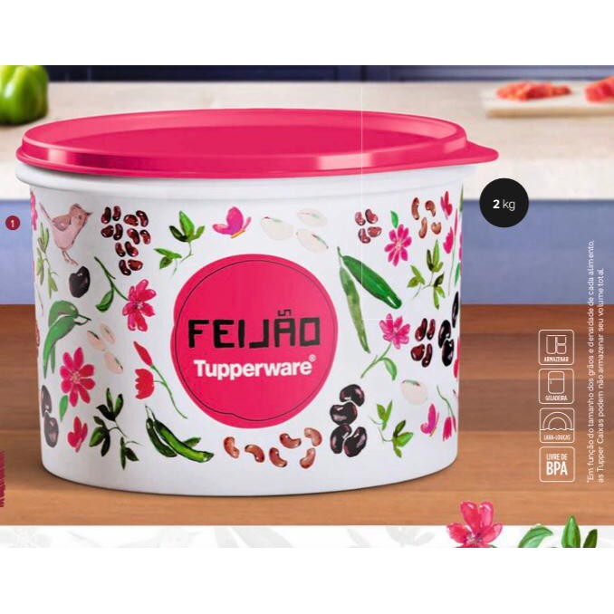 CAIXA FEIJÃO FLORAL TUPPERWARE ORIGINAL | Shopee Brasil