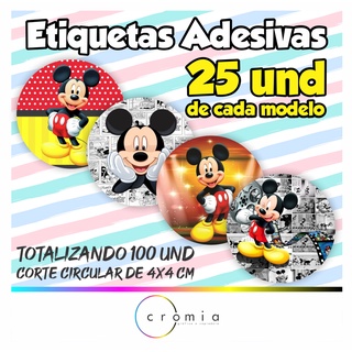 Kit De 100 Etiquetas Adesivas Mickey Mouse