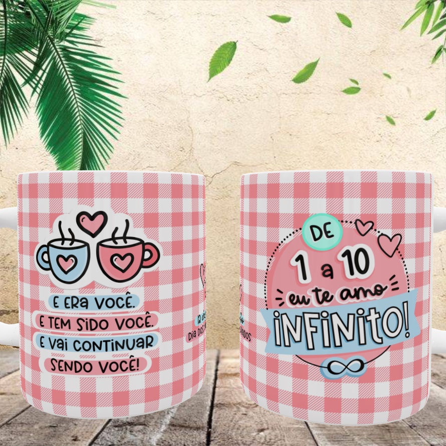 CANECA DIA DOS NAMORADOS DE 1 A 10 EU TE AMO AO INFINITO E ERA VOCE E ...