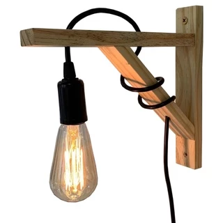 *PROMOÇÃO* Arandela mão francesa luminária madeira com parafusos e buchas