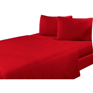 Jogo De Lencol Microfibra Casal Queen 3 Pecas Vermelho