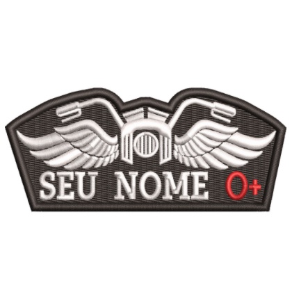 Patch Bordado - Nome e Tipo Sanguíneo Moto
