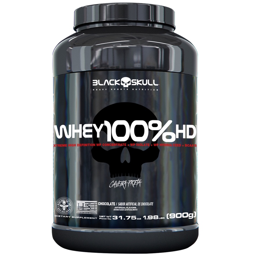 WHEY 100 HD MORANGO 900G BLACK SKULL