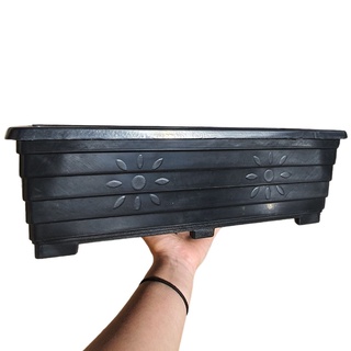 Jardineira Floreira Grande de Plástico para Plantas 50 x 17 cm Preta