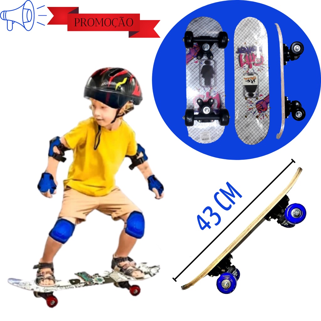 Skate infantil iniciante montado completo criança tamanho p - 43cm - ARTE  DE RUA - Skate Infantil - Magazine Luiza