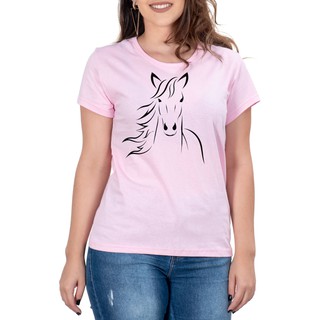 Camiseta Feminina Country CAVALO Bruta Manga curta Rosa