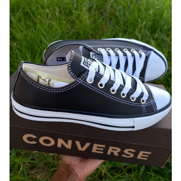 Converse All Star Preto Tachas Prata Vintage sapatos unissex adulto Preto  De Lona