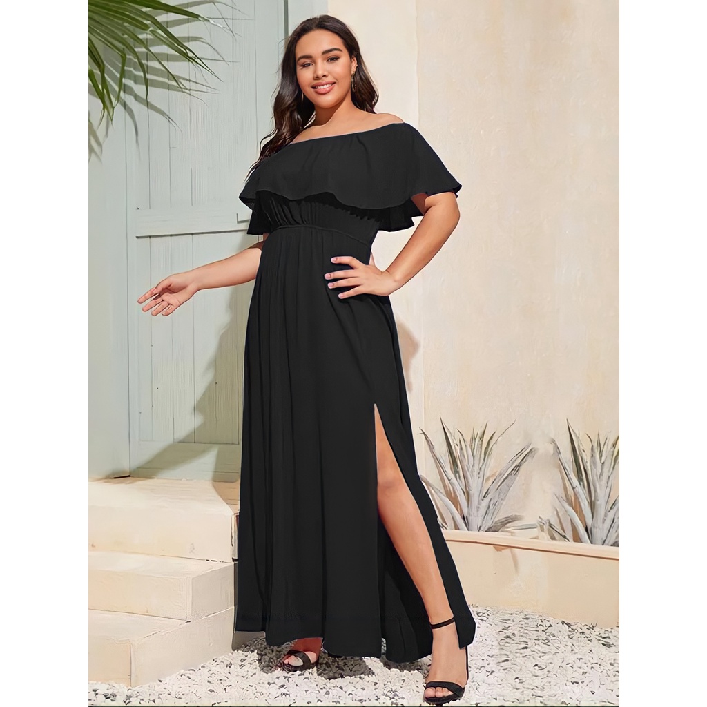 Vestido para Casamento Convidada Longo Casual Festa Plus Size - Moda  Feminina do M ao G3 (Plus Size) - Promoção Tempo Limitado