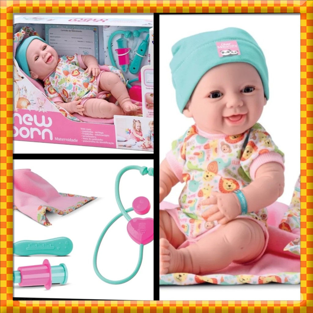 Boneca Mini Bebê Reborn New Born Banho - 8210 - Divertoys - Real Brinquedos