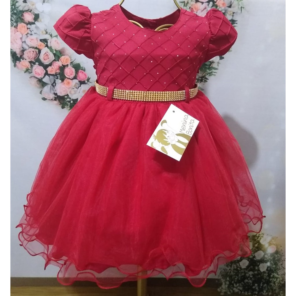 Vestido de festa store vermelho para bebe