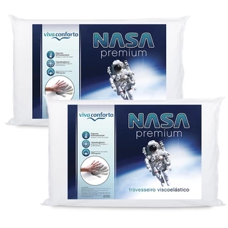 Kit 2 Travesseiros Nasa Premium Viva Conforto D40 Original Hipoalergênico Antiácaro Altura 10cm em Oferta na Shopee