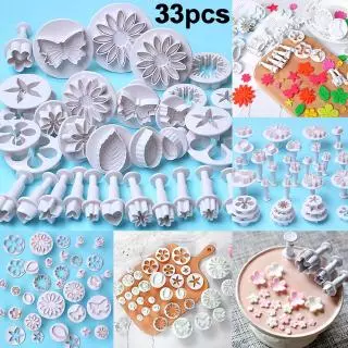 33 Pçs / Conjunto De Molde Para Bolo / Biscoito / Flor / Acessórios De Confeitaria