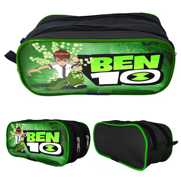 Estojo Escolar Infantil Grande Duplo 2ZP preto verde Ben 10 | Shopee Brasil
