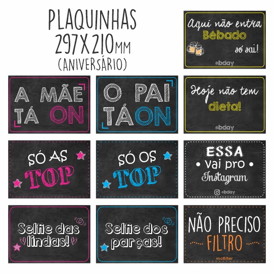 PLAQUINHAS DIVERTIDAS PARA ANIVERSÁRIO 30X20cm