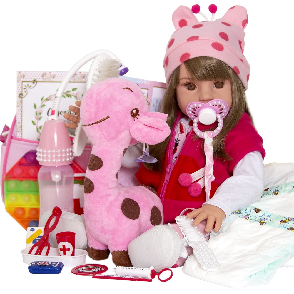 Roupa para boneca bebê reborn (52cm) - conjunto rosa