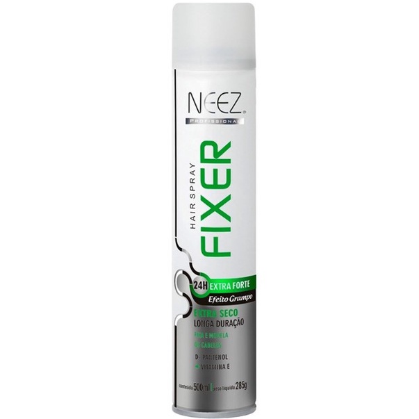 Neez Hair Fixer Spray Fixador Extra Forte Jato Seco Efeito Grampo 24 horas 500ml Shopee Brasil