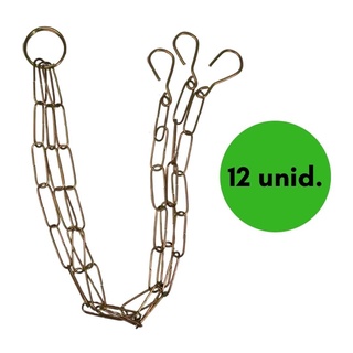 Kit 12 Correntes Tripla 74cm Aço P/ Vasos Suspensos Plantas