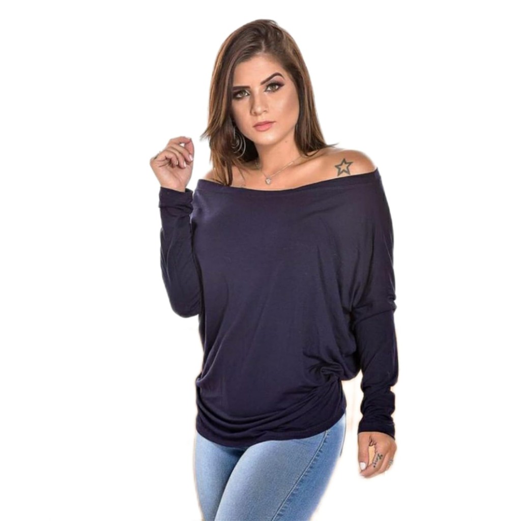 Blusa manga best sale caída no ombro