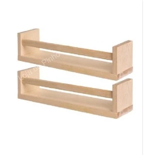 Kit 2 Prateleiras de Pinus Decorativa Organizadora 60x10cm 100% Madeira Com Suportes Invisíveis