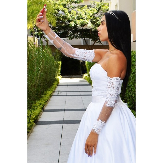 Manguinha Caida Vestido Longo Manga Caida Vestido Com Alça Caida - Main Image