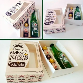 06 Caixas Cerveja + 6 e 2 Doces Regulável Do Dia Dos Pais 23x15x07cm