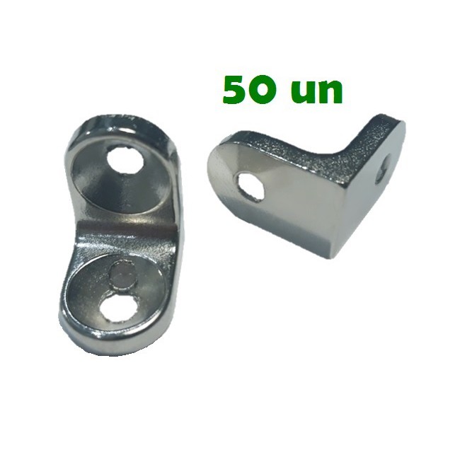 Suporte Cantoneira Reforçada Niquelada L - 2 furos - 17 x 17 - Maciça