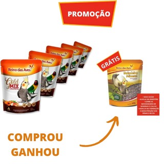 KIT CALOPSITA GOLD MIX 500g 5un + BOIADEIRO MINERAL 500g 1un - Reino das Aves