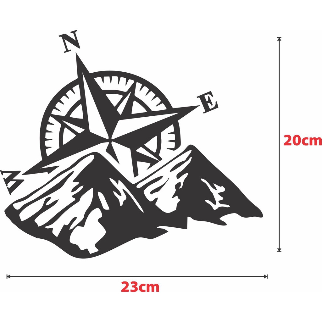 Adesivo Bussola 50x30cm - Nero Opaco, Autoadesivo, Per Esterno E Interno