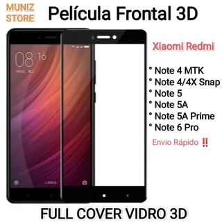 Película Frontal Redmi Note4 3D, 9D Note 4X, Note5 e 6 Pró Cobre 100%