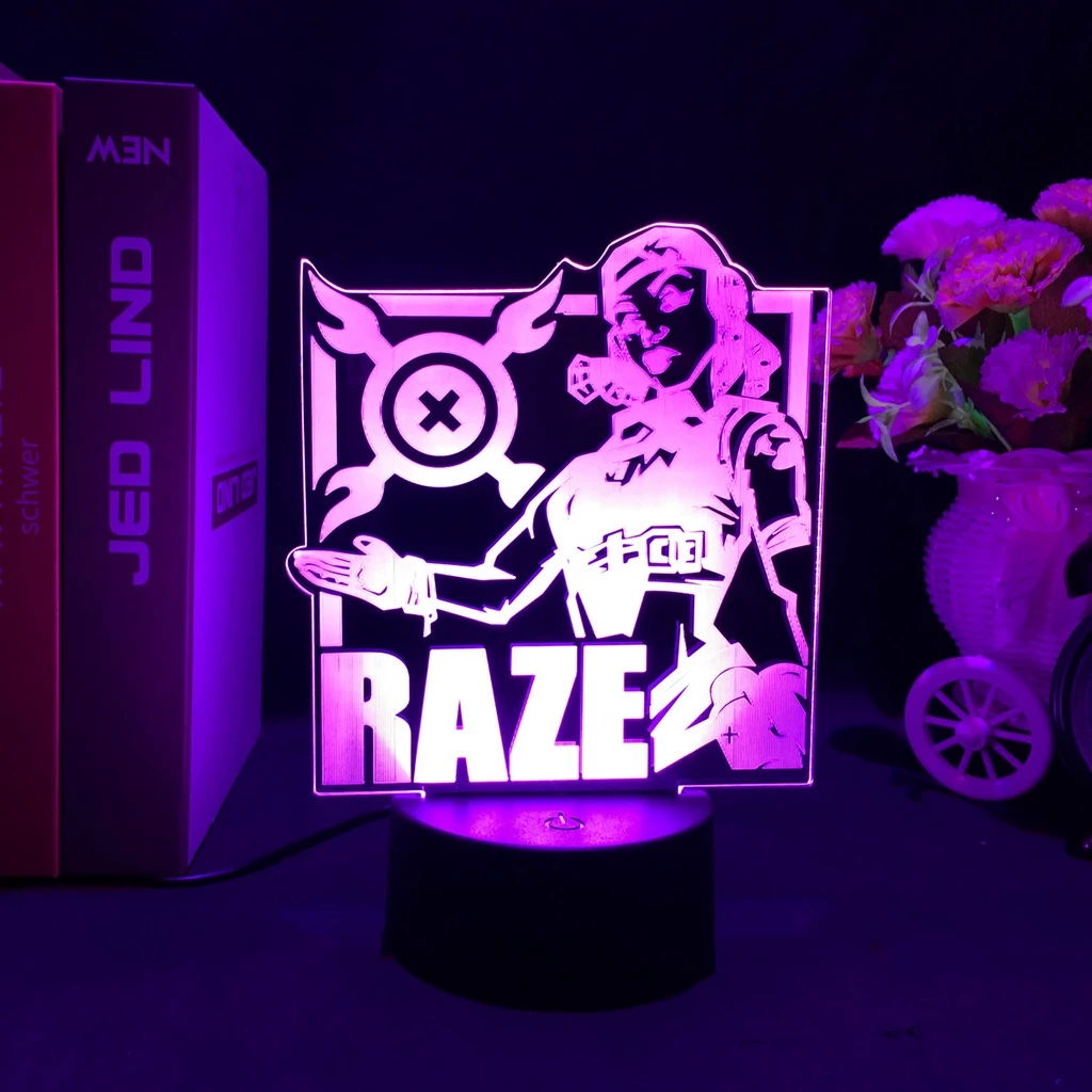 16 LED Colorido Lâmpada De Cabeceira Jogo De Atirador Valorante Modelo Raze Luz Noturna 3d Para Crianças Decoração De Quarto De Presente De Aniversário