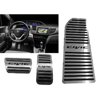 Civic 2012 a 2017 Kit Pedaleira + Descanso Pé Inox Escovado Modelo Original