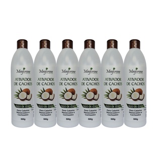 6 Ativador De Cachos Óleo De Coco Sem Enxágue 500ml Maycrene