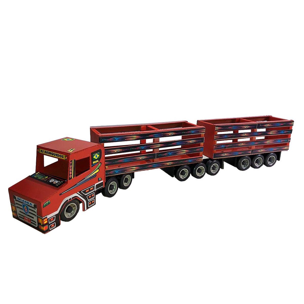 Carreta Caminhão Scania Boiadeiro Carroceria de Madeira Brinquedo Grande  26x90cm Criança na Fazenda em Promoção na Americanas