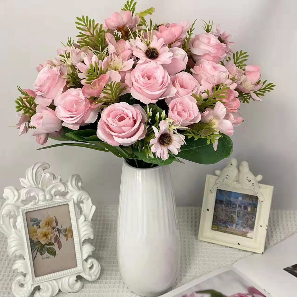 Cabeças Peônia BOTÃO Rosa Flores Artificiais Decoração Arranjo de ...