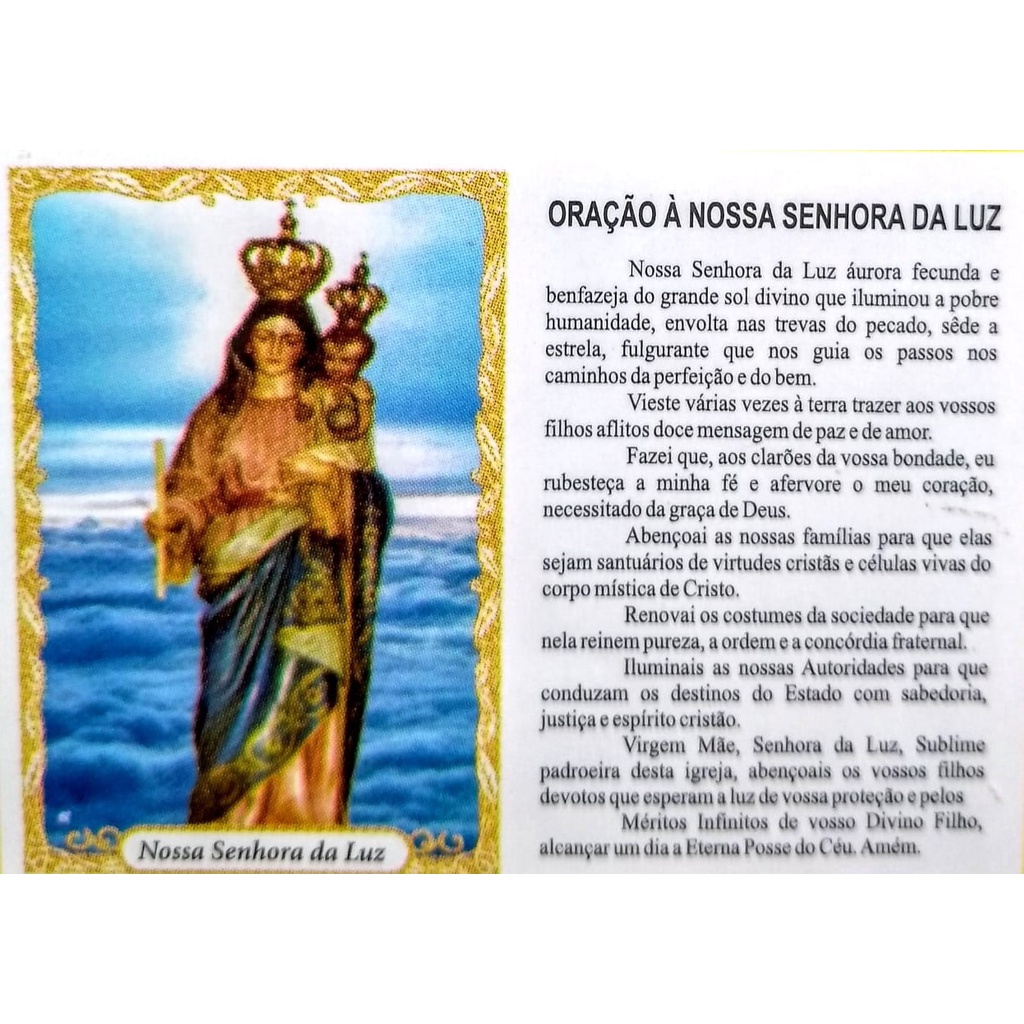 NOSSA SENHORA DA LUZ - PACOTE C/ 100 SANTINHOS DE PAPEL | Shopee Brasil